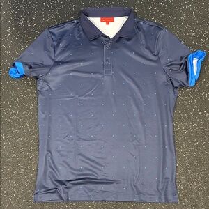 Elegant Navy Polo Shirt with Dot Pattern